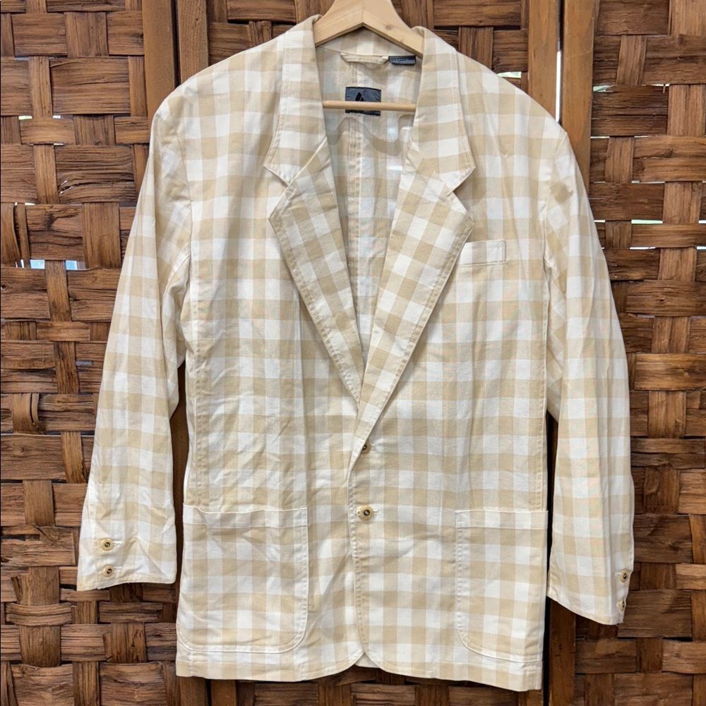 Vintage Lizwear Men's Beige Checkered Jacket